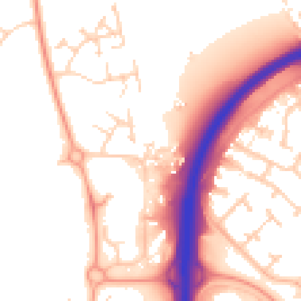 Daytime road noise heatmap for PE3 8DG