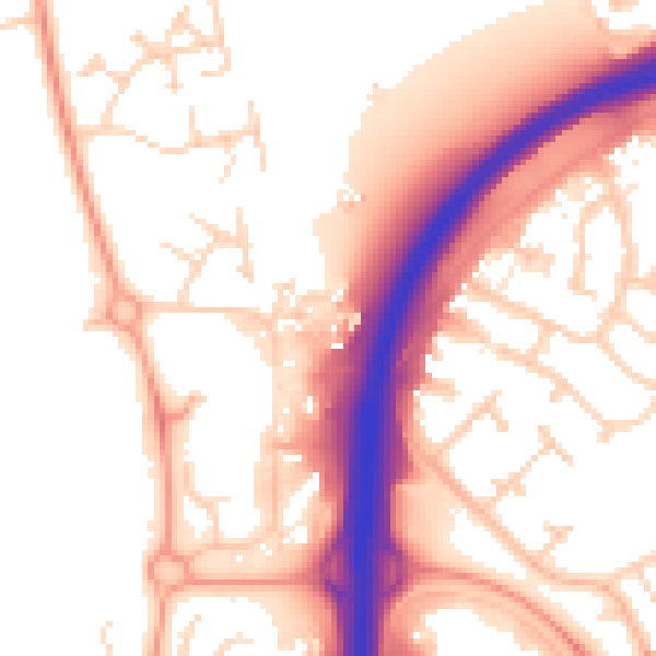 Daytime road noise heatmap for PE3 8DH