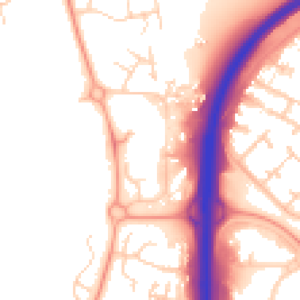 Daytime road noise heatmap for PE3 8DN