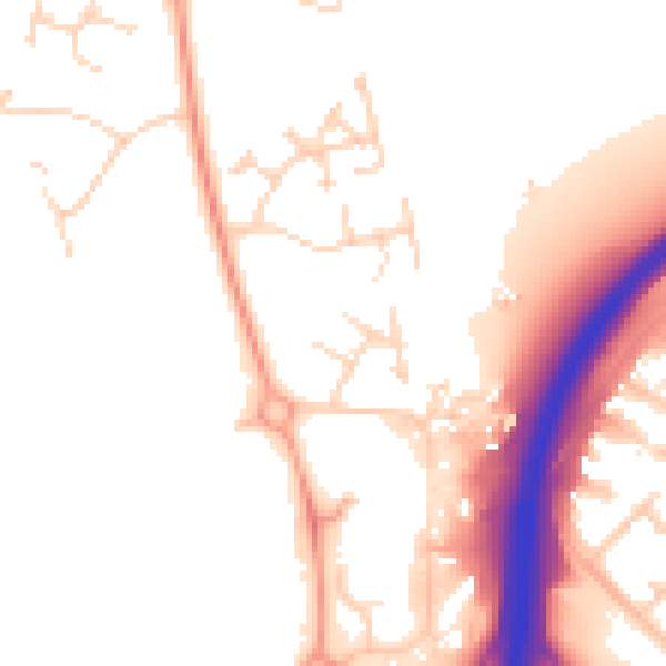 Daytime road noise heatmap for PE3 8EB