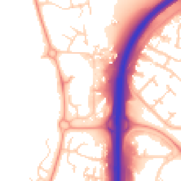Daytime road noise heatmap for PE3 8EF