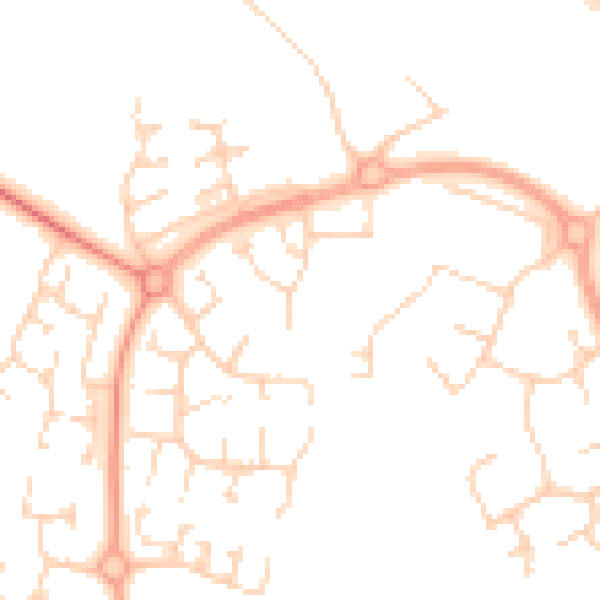 Daytime road noise heatmap for PE3 8JF