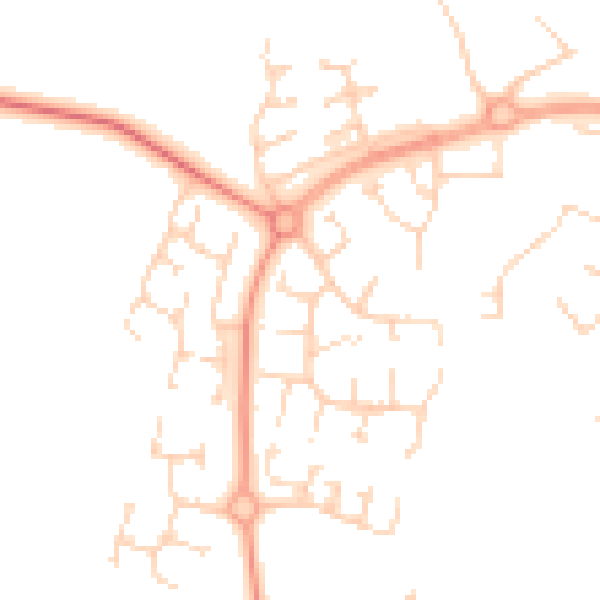 Daytime road noise heatmap for PE3 8JQ