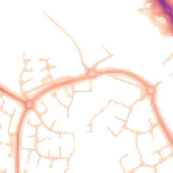Daytime road noise heatmap for PE3 8JW