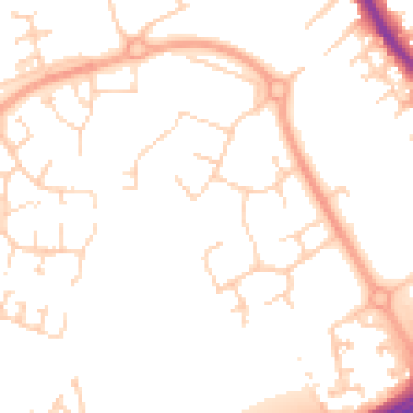 Daytime road noise heatmap for PE3 8LZ