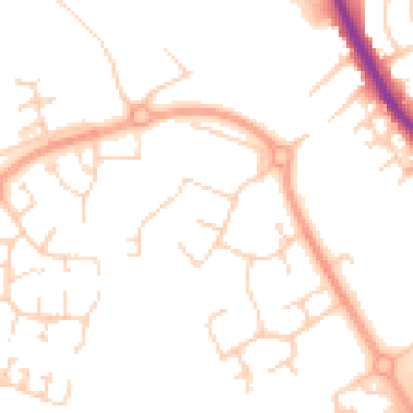 Daytime road noise heatmap for PE3 8NW