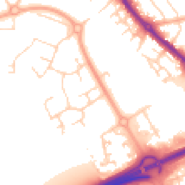 Daytime road noise heatmap for PE3 8QA