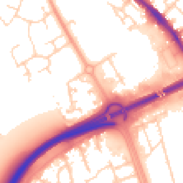 Daytime road noise heatmap for PE3 8RA