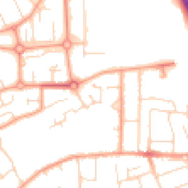 Daytime road noise heatmap for PE3 9ER