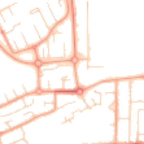Daytime road noise heatmap for PE3 9ET
