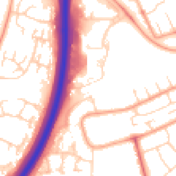 Daytime road noise heatmap for PE3 9GX