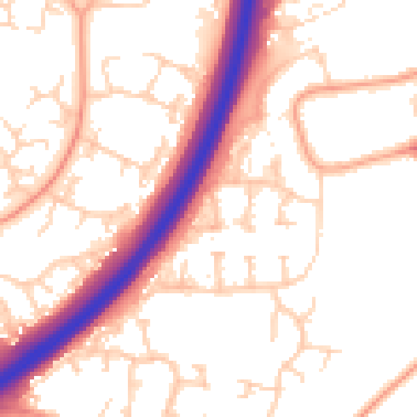 Daytime road noise heatmap for PE3 9NJ