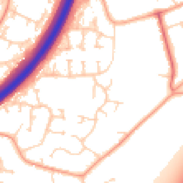 Daytime road noise heatmap for PE3 9NN