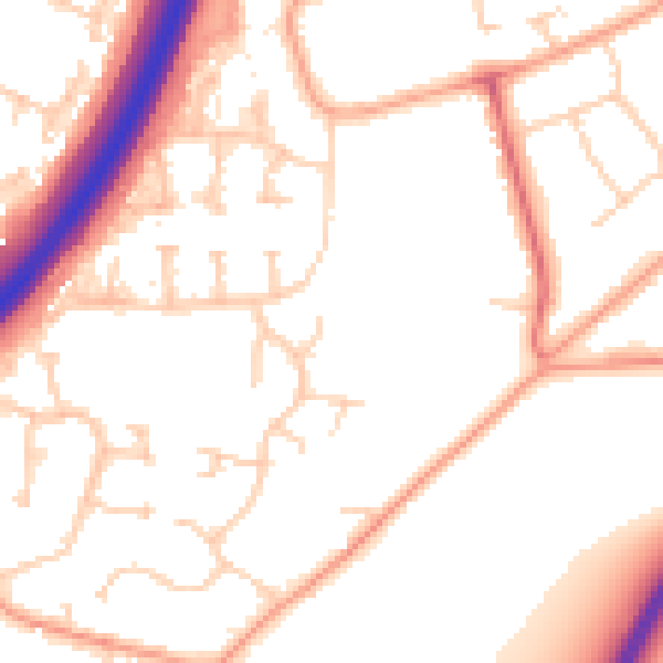 Daytime road noise heatmap for PE3 9NP
