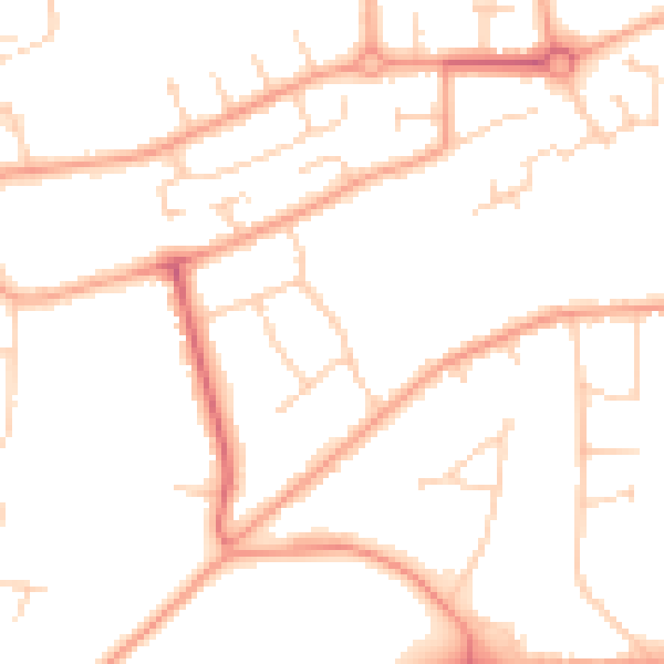 Daytime road noise heatmap for PE3 9PA