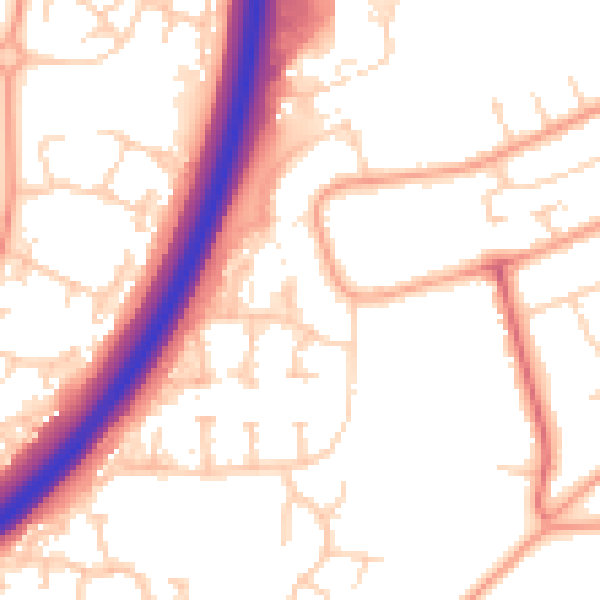 Daytime road noise heatmap for PE3 9PS