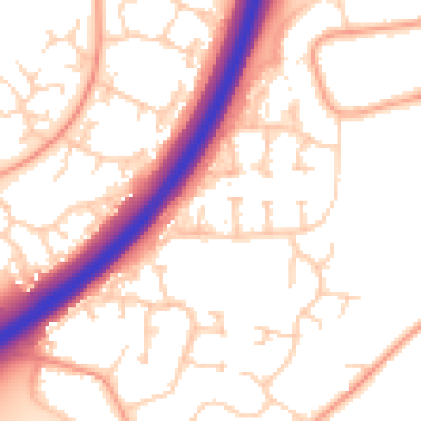 Daytime road noise heatmap for PE3 9QQ