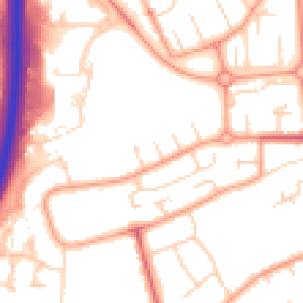 Daytime road noise heatmap for PE3 9UE