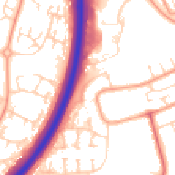Daytime road noise heatmap for PE3 9UH