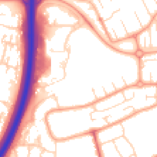Daytime road noise heatmap for PE3 9UW