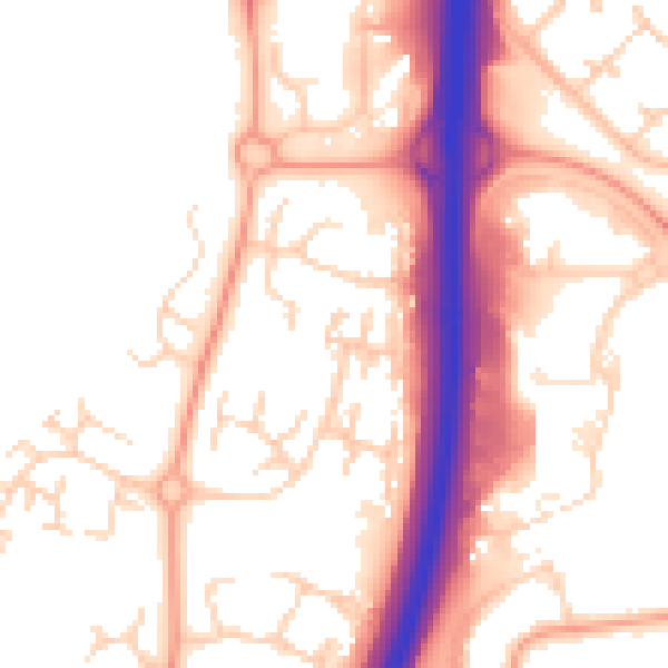Daytime road noise heatmap for PE3 9XF
