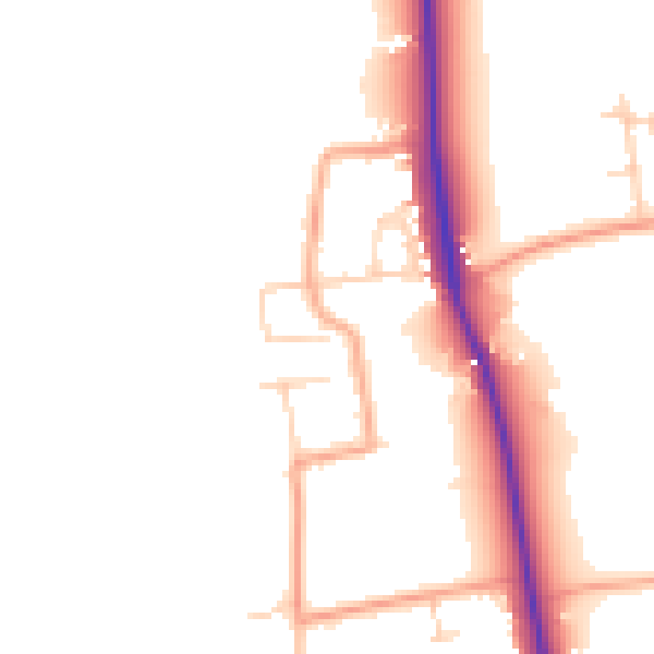 Daytime road noise heatmap for PE33 0LA