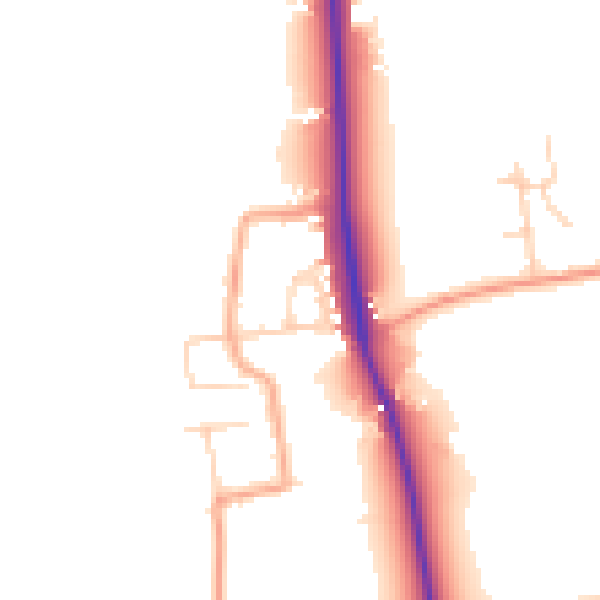 Daytime road noise heatmap for PE33 0LE