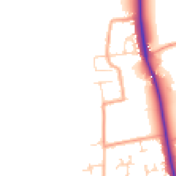 Daytime road noise heatmap for PE33 0NJ
