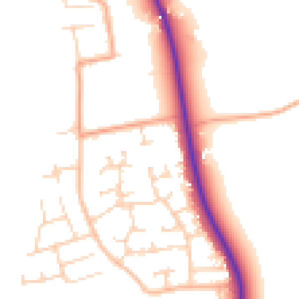Daytime road noise heatmap for PE33 0NL
