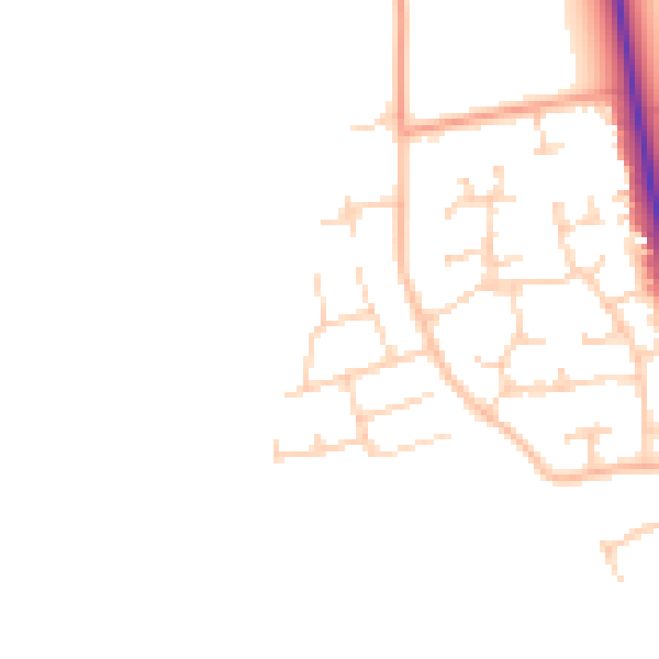 Daytime road noise heatmap for PE33 0PZ