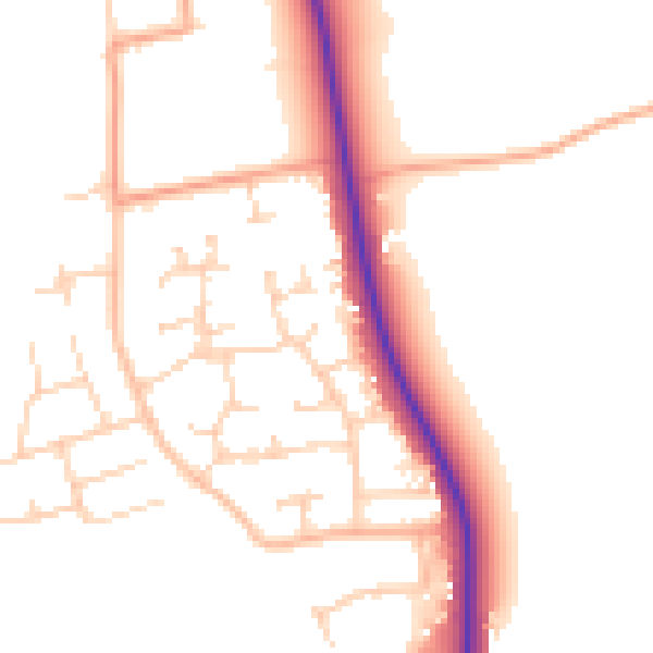 Daytime road noise heatmap for PE33 0UA