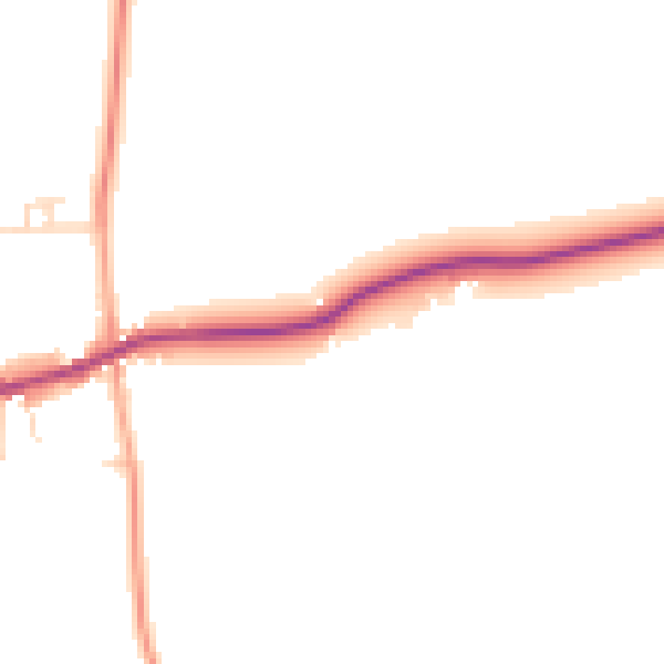Daytime road noise heatmap for PE33 9DQ