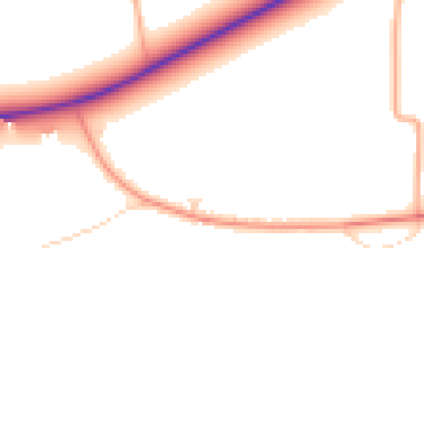 Daytime road noise heatmap for PE33 9DX