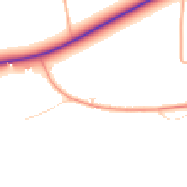 Daytime road noise heatmap for PE33 9EF