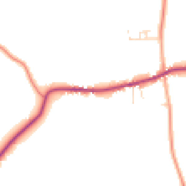 Daytime road noise heatmap for PE33 9EL