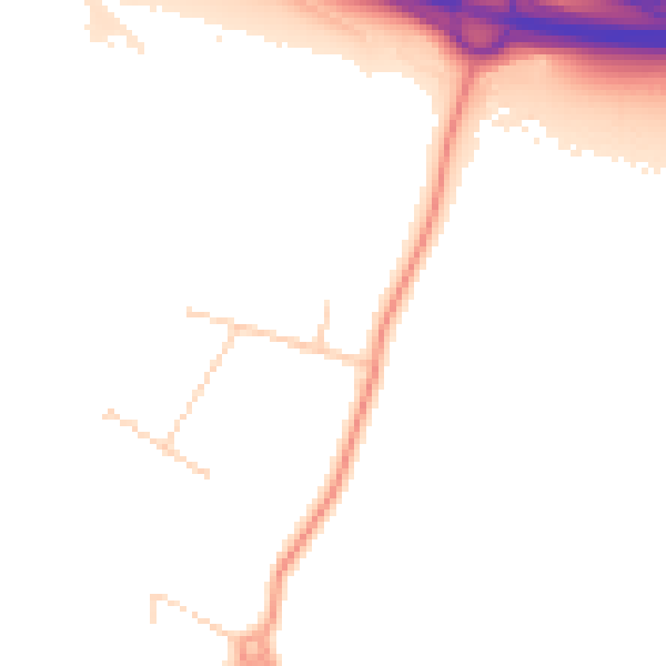 Daytime road noise heatmap for PE34 3AJ