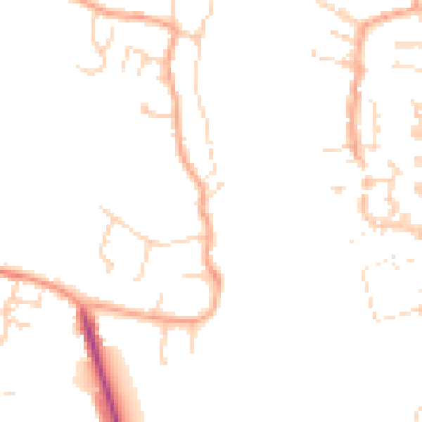 Daytime road noise heatmap for PE34 3JS