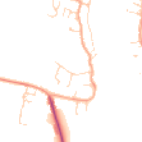 Daytime road noise heatmap for PE34 3JX