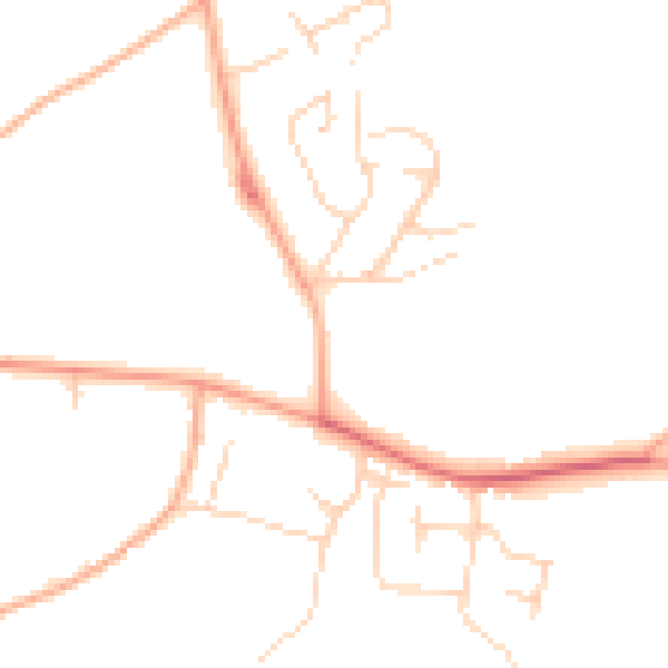 Daytime road noise heatmap for PE34 4AJ