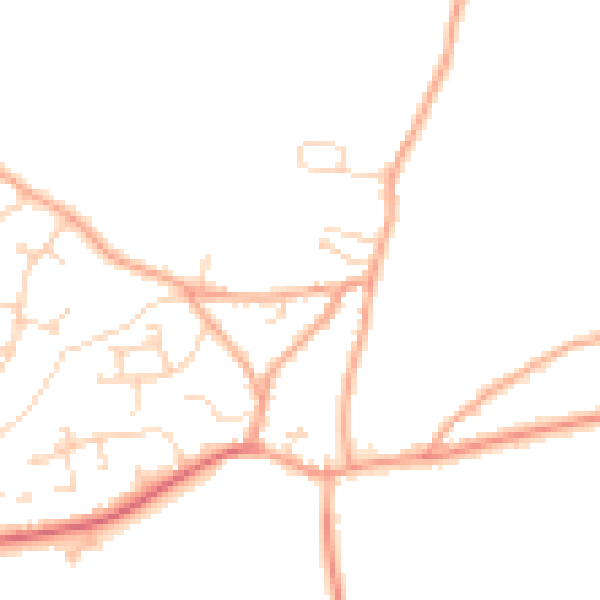 Daytime road noise heatmap for PE34 4NB