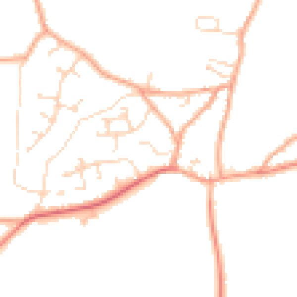 Daytime road noise heatmap for PE34 4NF