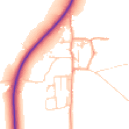 Daytime road noise heatmap for PE38 0JA