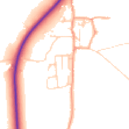Daytime road noise heatmap for PE38 0JR