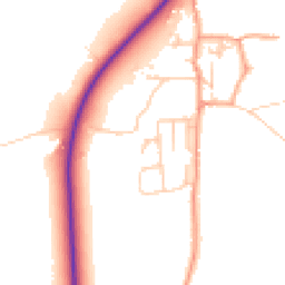 Daytime road noise heatmap for PE38 0JT