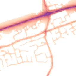 Daytime road noise heatmap for PE6 7EY