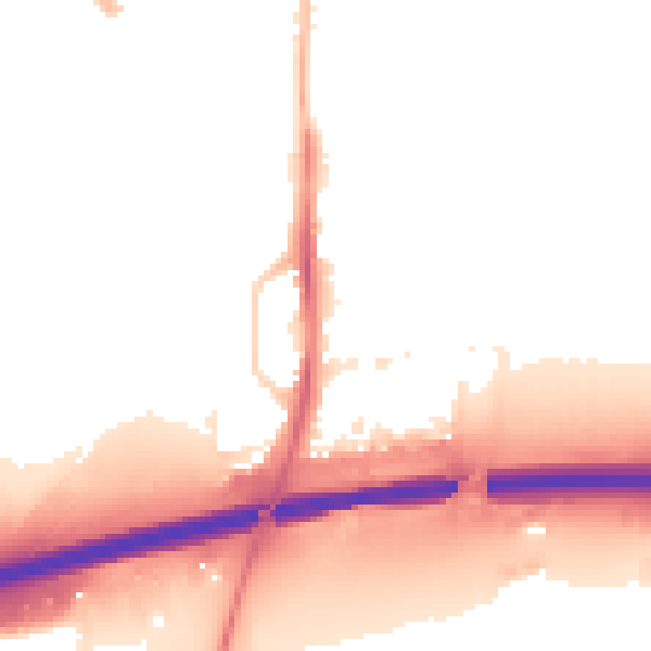 Night-time road noise heatmap for PE7 0LD