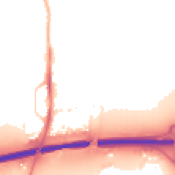 Night-time road noise heatmap for PE7 0LN
