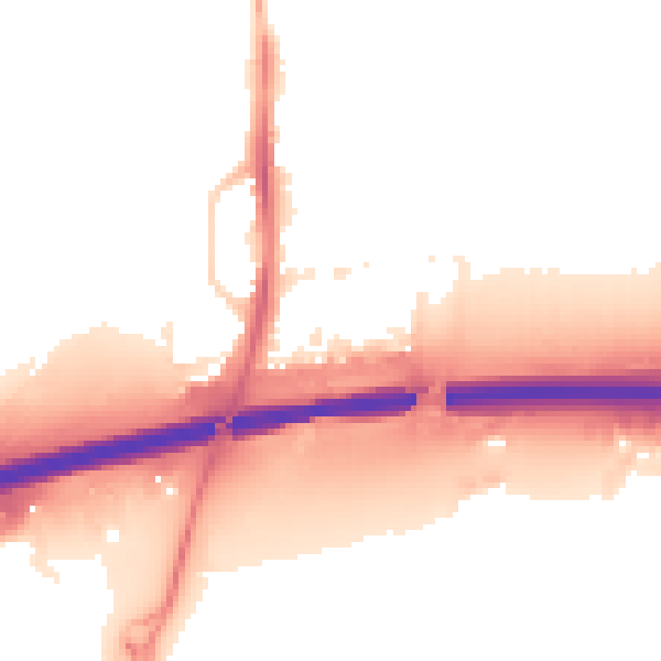 Night-time road noise heatmap for PE7 0LS