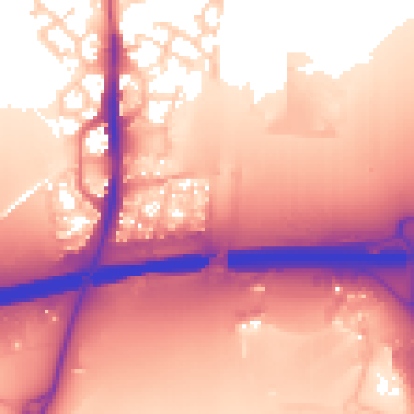 Daytime road noise heatmap for PE7 0LY
