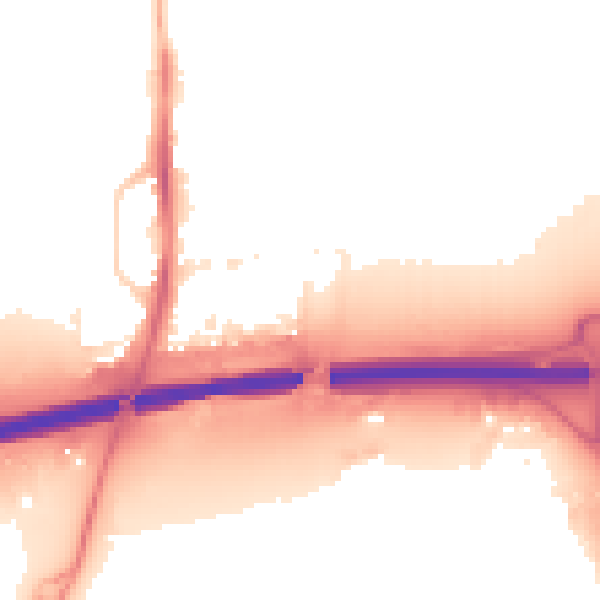 Night-time road noise heatmap for PE7 0LY